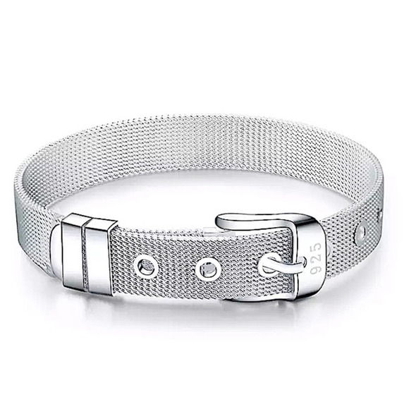Sterling Silver Belt Buckle Unisex Bracelet - Picture 3 of 13